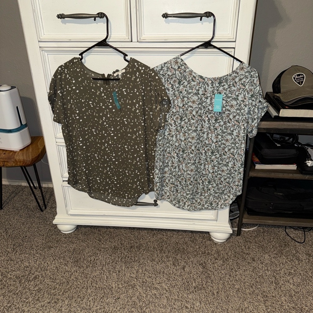 Maurices Green/White and Blue//pink Blouse  Sold together.